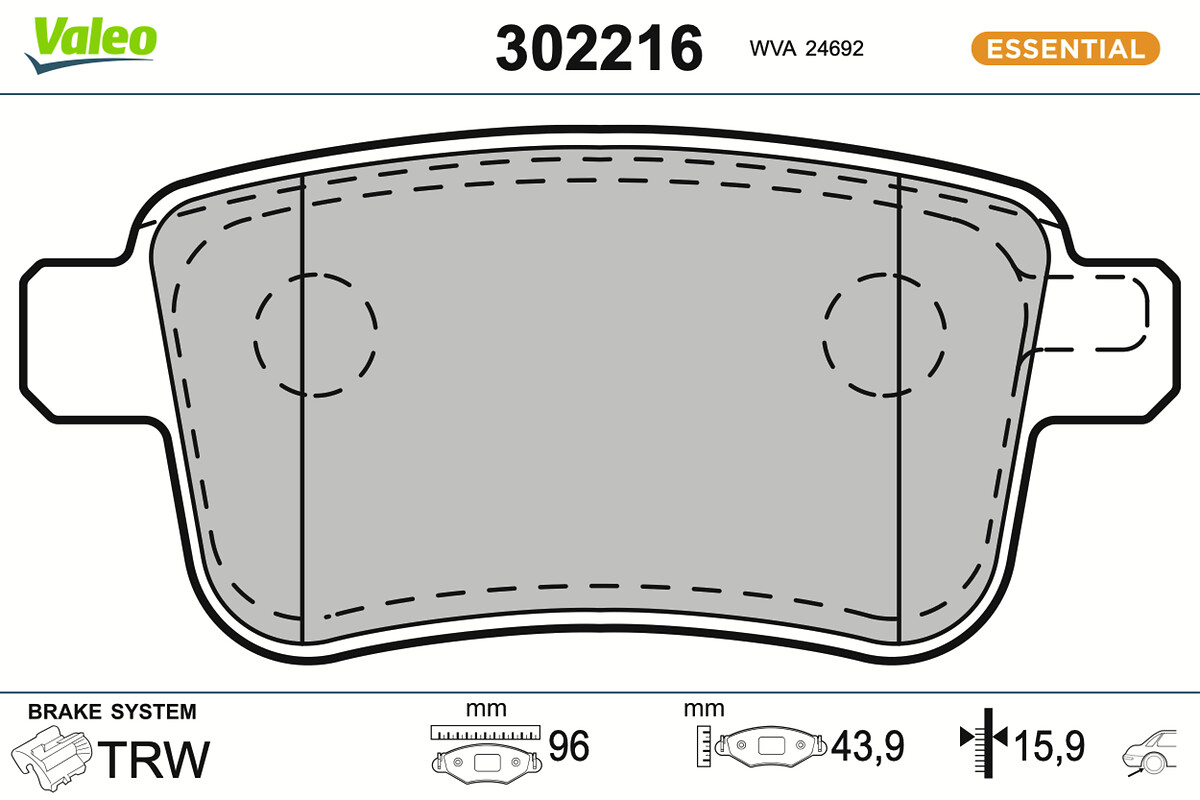 Jeu de 4 plaquettes de frein VALEO ref. 302216